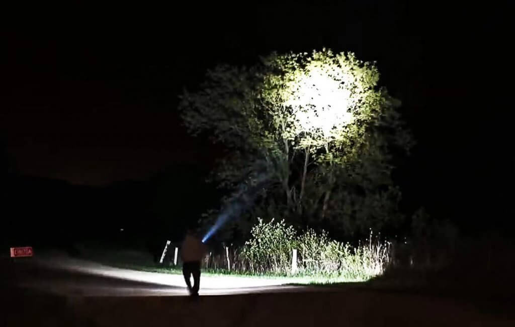 ThruNite Catapult V6 Mini Thrower at night