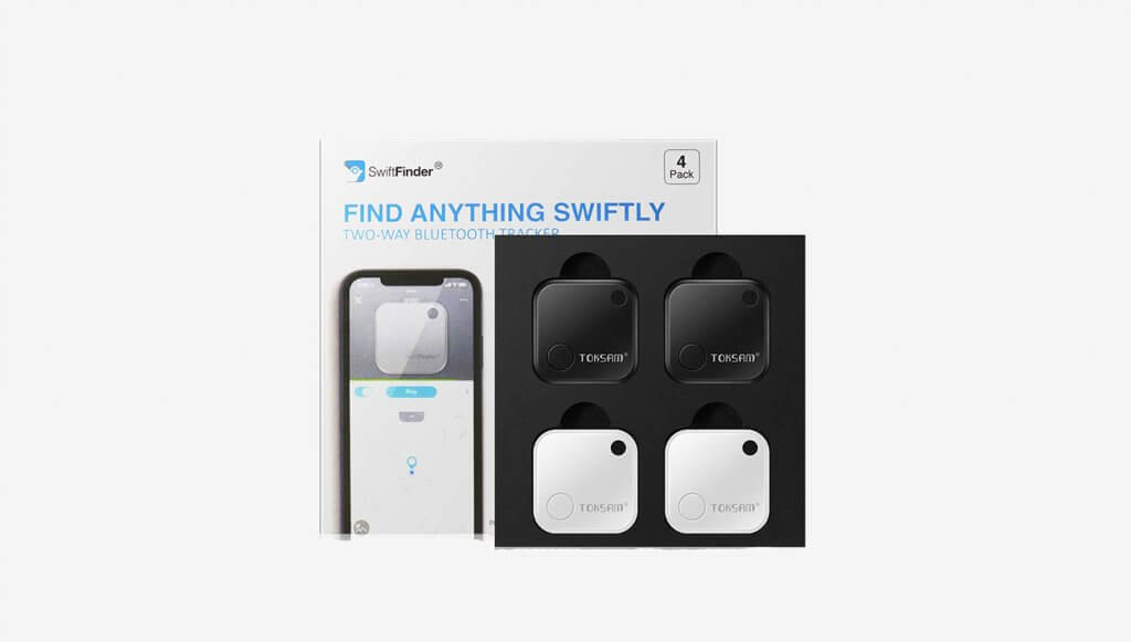TOKSAM 4 Pack Swiftfinder Bluetooth Locator packaging