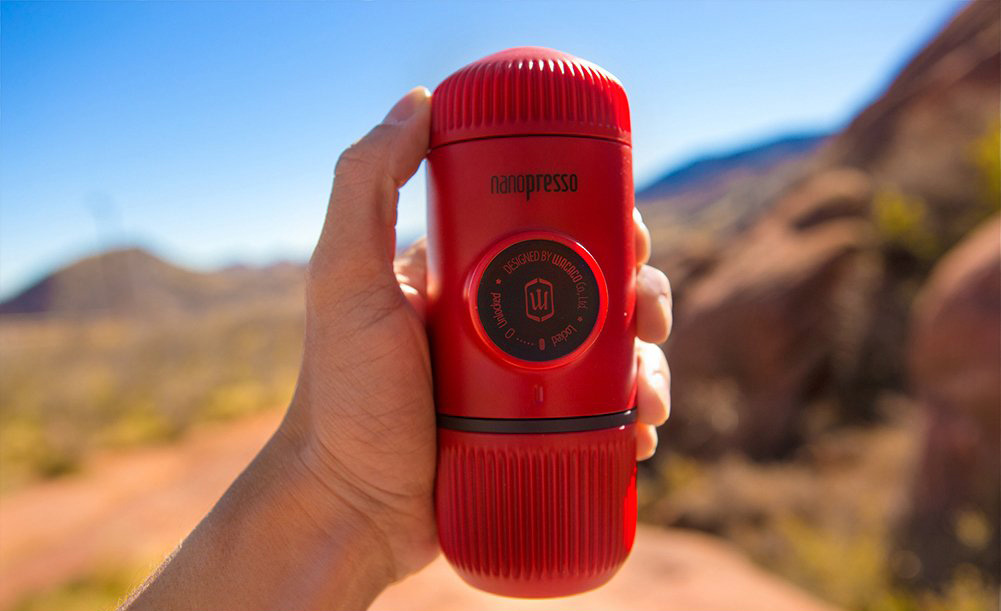 Wacaco Nanopresso Portable Espresso Maker in the outdoors