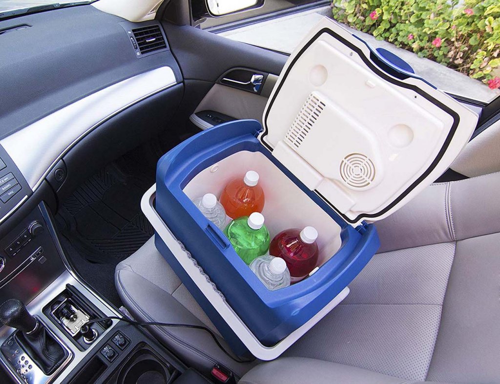 Wagan EL6224 Electric Car Cooler and Warmer on a car seat