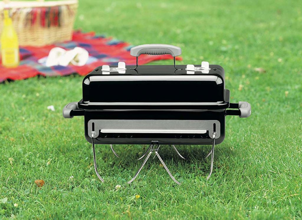 Weber 121020 Go-Anywhere Charcoal Grill on a camping trip
