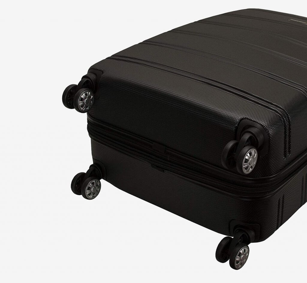 Wheels of the Rockland Two-Piece Luggage Set