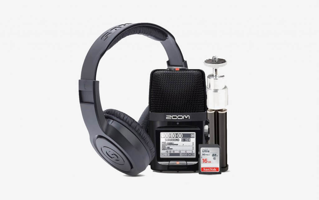 Zoom H2n Handy Recorder With Tripod, Memory Card And Headphones