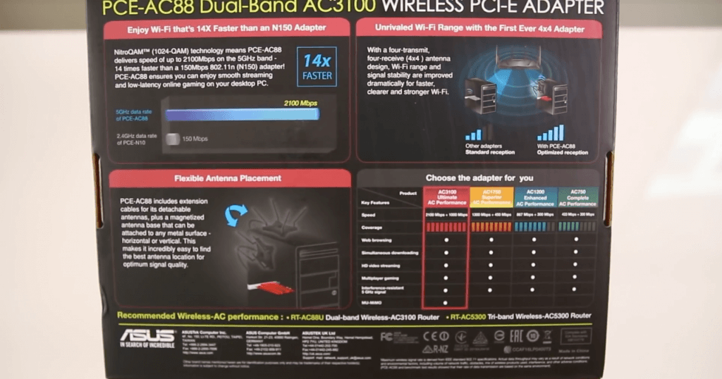 Asus AC3100 PCIe Wireless Adapter box